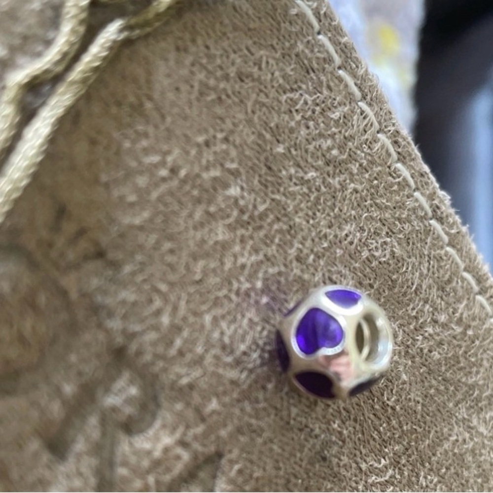 Purple hearts pandora charm